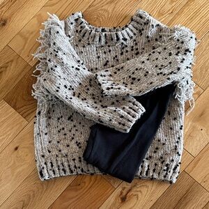 Little Girls Tan and Black Sweater Set - 3T